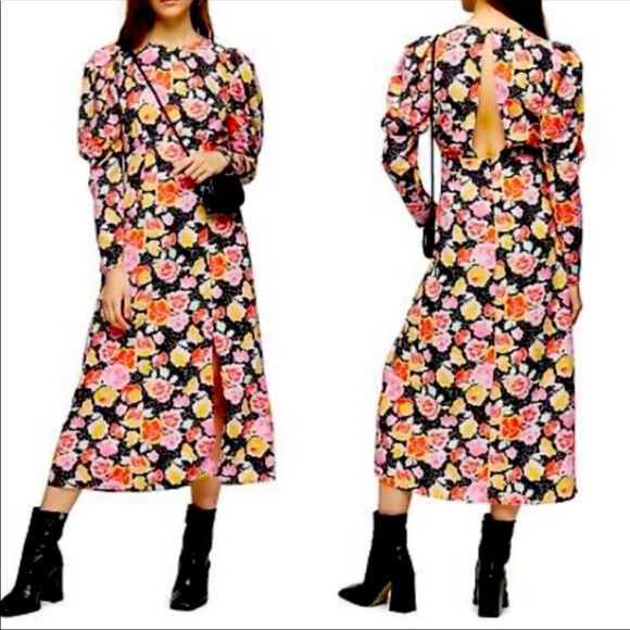 Topshop Pastel Dream Puff Sleeve Dress Sz 6 - Picture 3 of 9